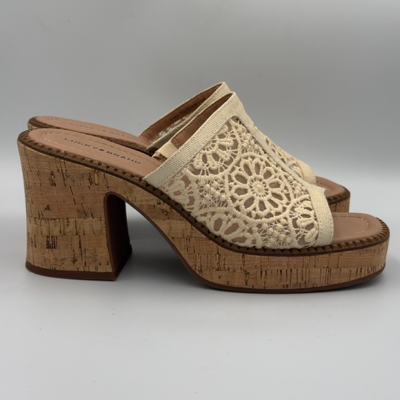 Lucky Brand Women's Talvy Vanilla Macrame Platform Sandal Mule Size 9 - Picture 1 of 9